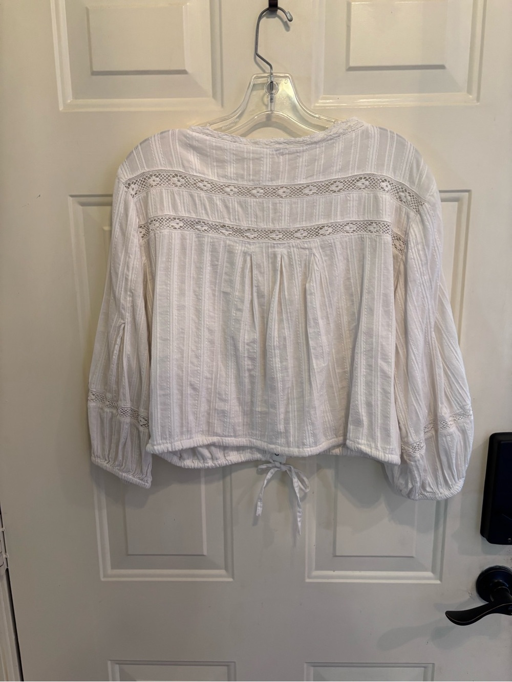 Free People White Embroidered V-Neck Peasant Blouse - Picture 3 of 4